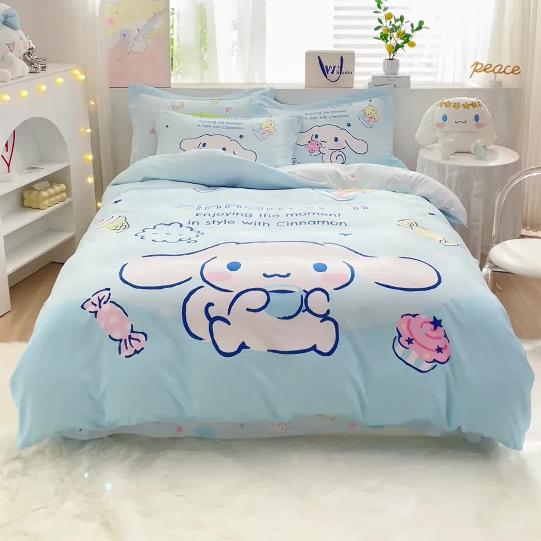 91家纺网 家纺一手货源 找家纺 蘭菲家纺 2023新款全棉大版卡通四件套 吃货