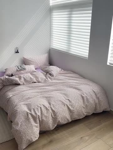 91家纺网 家纺一手货源 找家纺 怡家居 2023新款全棉小清新印花四件套 梦田-紫