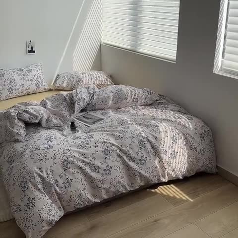 91家纺网 家纺一手货源 找家纺 怡家居 2023新款全棉小清新印花四件套 洛研