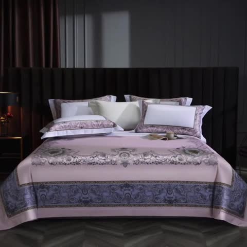 91家纺网 家纺一手货源 找家纺 缔缦 2023新款100s长绒棉大版数码印花四件套-第4批 富丽之都