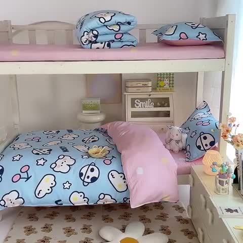 91家纺网 家纺一手货源 找家纺 多品 2023新款12868全棉宿舍三件套-第二批 星球家园