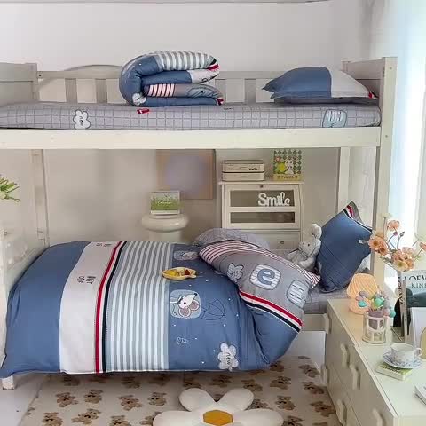 91家纺网 家纺一手货源 找家纺 多品 2023新款12868全棉宿舍三件套-第二批 快乐星球