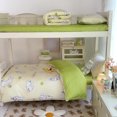 91家纺网 家纺一手货源 找家纺 多品 2023新款12868全棉宿舍三件套-第二批 吉祥兔