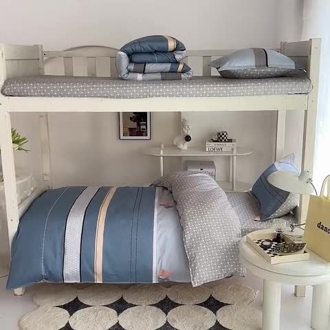 91家纺网 家纺一手货源 找家纺 多品 2023新款12868全棉宿舍三件套-第二批 格彩丽景