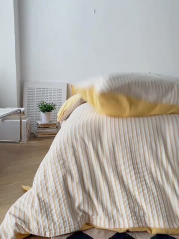 91家纺网 家纺一手货源 找家纺 安莱 2023新款爆款水洗棉提花锦瑟基础款四件套 锦瑟基础款-奶黄