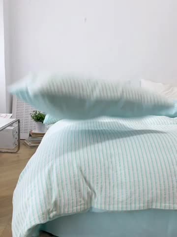 91家纺网 家纺一手货源 找家纺 安莱 2023新款爆款水洗棉提花锦瑟基础款四件套 锦瑟基础款-天蓝