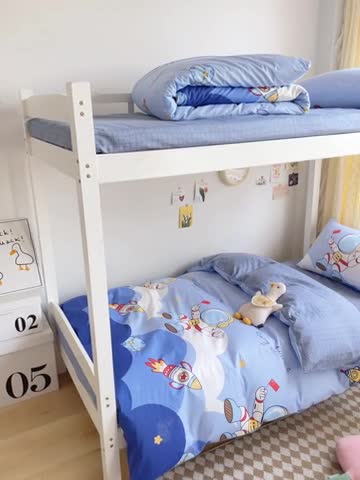 91家纺网 家纺一手货源 找家纺 金鑫汇 2023新款全棉宿舍印花三件套 翱翔太空