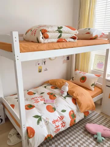 91家纺网 家纺一手货源 找家纺 金鑫汇 2023新款全棉宿舍印花三件套 发财兔