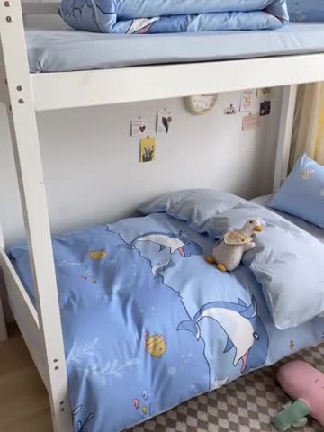 91家纺网 家纺一手货源 找家纺 金鑫汇 2023新款全棉宿舍印花三件套 海洋世界