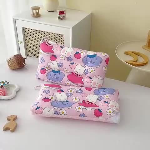 91家纺网 家纺一手货源 找家纺 吉咪兔 2023新款儿童卡通全棉冰豆豆枕 可爱兔子30*50cm拆卸款+珍珠棉枕芯