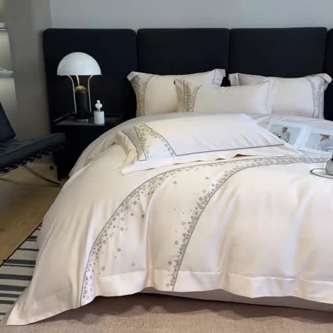 91家纺网 家纺一手货源 找家纺 品家居 2025新款长绒棉四件套-香风徐来 粉玉