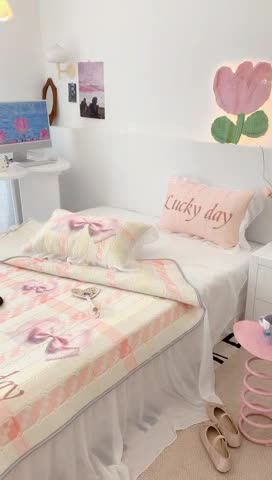 91家纺网 家纺一手货源 找家纺 昔可 2023新款单层雪纺床裙花边款 幸运蝴蝶结