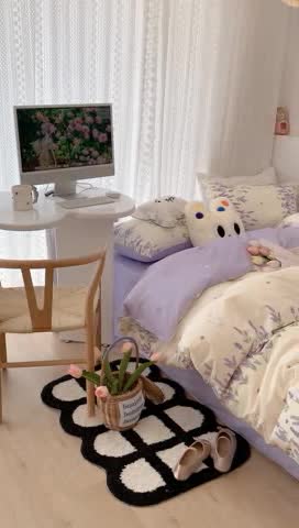 91家纺网 家纺一手货源 找家纺 昔可 2023新款全棉四件套 紫色薰衣草兔