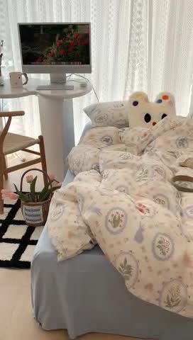 91家纺网 家纺一手货源 找家纺 昔可 2023新款全棉四件套 圈圈碎花兔子