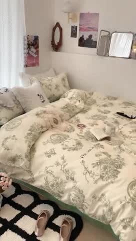 91家纺网 家纺一手货源 找家纺 昔可 2023新款全棉四件套 复古法式花园