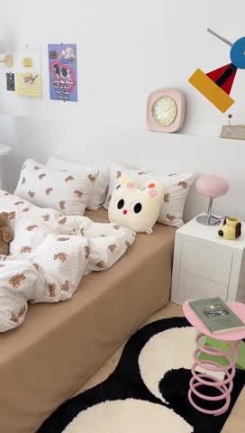 91家纺网 家纺一手货源 找家纺 昔可 2023新款全棉四件套 波点小熊崽