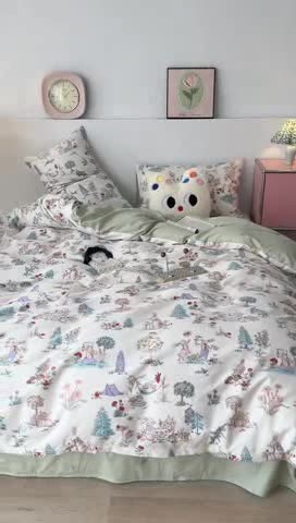 91家纺网 家纺一手货源 找家纺 昔可 2023新款全棉四件套 梦境小兔