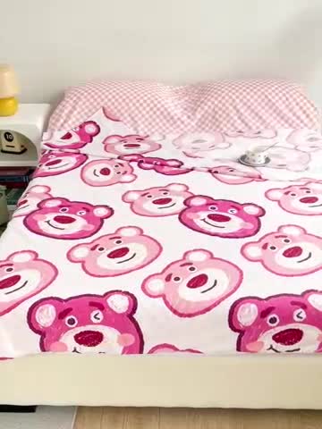 91家纺网 家纺一手货源 找家纺 梦家居 2023新款隔脏睡袋 草莓熊