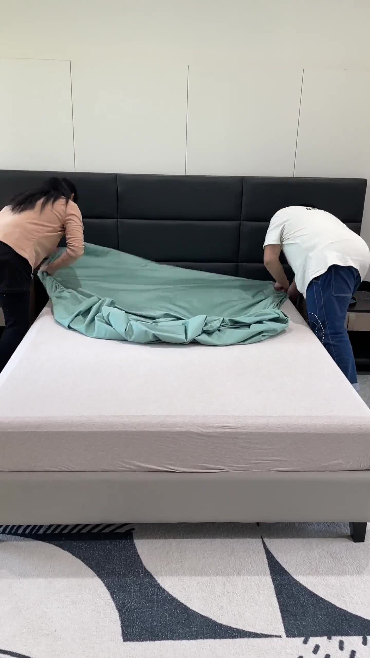 91家纺网 家纺一手货源 找家纺 金丝鸟 2023新款全棉100支长绒棉单品床笠 月光绿