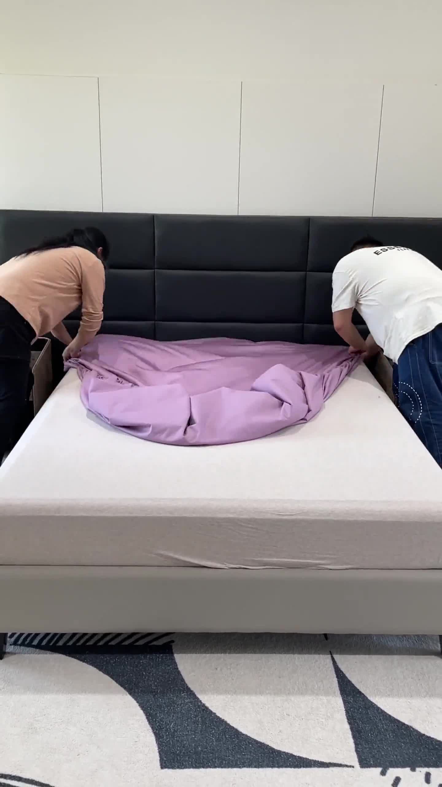 91家纺网 家纺一手货源 找家纺 金丝鸟 2023新款全棉100支长绒棉单品床笠 苏格拉紫