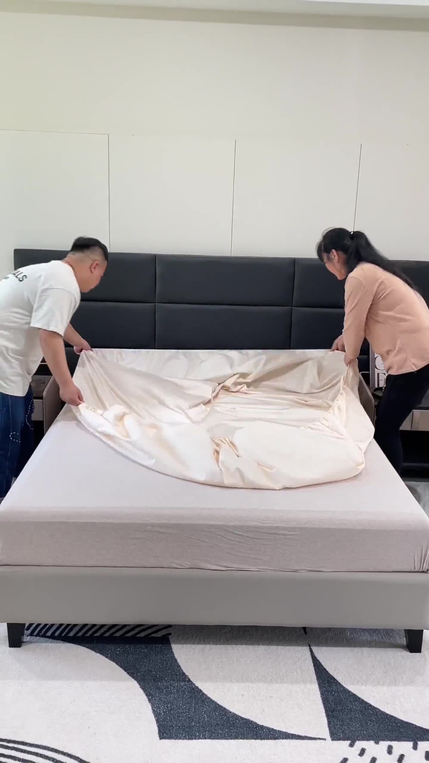 91家纺网 家纺一手货源 找家纺 金丝鸟 2023新款全棉100支长绒棉单品床笠 奶昔白