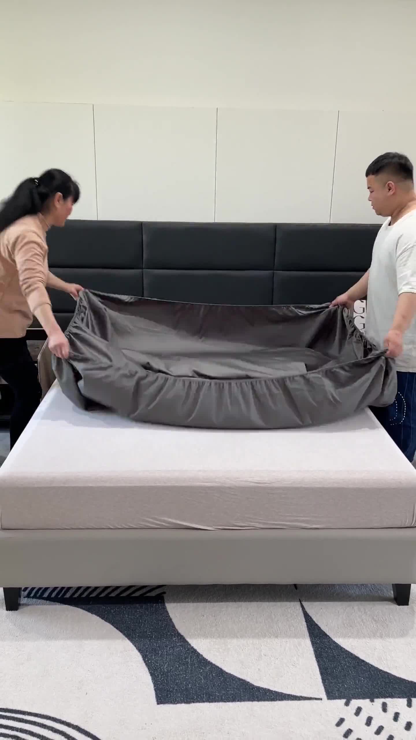 91家纺网 家纺一手货源 找家纺 金丝鸟 2023新款全棉100支长绒棉单品床笠 高级灰