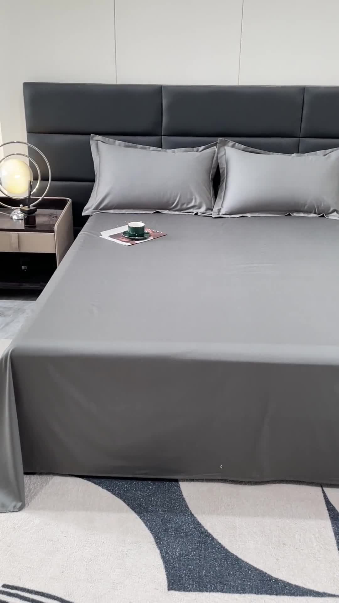 91家纺网 家纺一手货源 找家纺 金丝鸟 2023新款全棉100支长绒棉单品床单 高级灰