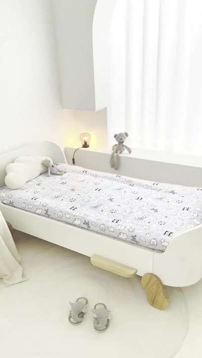 91家纺网 家纺一手货源 找家纺 喜多兔 2023新款40S纯棉印花抗菌床垫 动物集蓝色