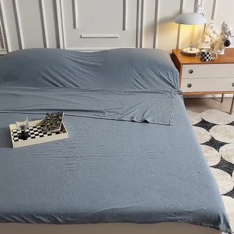 91家纺网 家纺一手货源 找家纺 甜之梦家纺 2025新款全棉针织棉睡袋单品（任何尺寸可以定制） 烟蓝