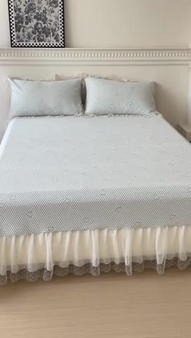 91家纺网 家纺一手货源 找家纺 千朵 2023新款凉感丝冰豆豆凉席 爱心绿