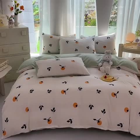 91家纺网 家纺一手货源 找家纺 慕尚家纺 2025新款A类超柔双层水洗四件套 柿柿如意