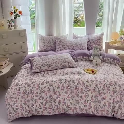 91家纺网 家纺一手货源 找家纺 慕尚家纺 2025新款A类超柔双层水洗四件套 尽相思