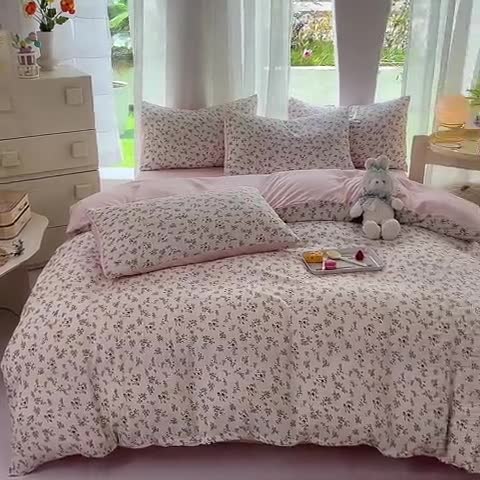 91家纺网 家纺一手货源 找家纺 慕尚家纺 2025新款A类超柔双层水洗四件套 后花园