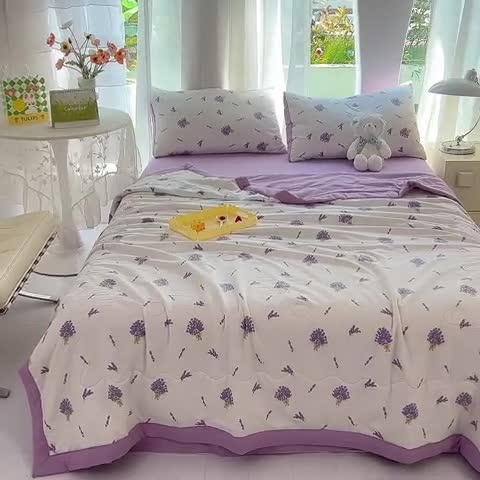 91家纺网 家纺一手货源 找家纺 慕尚家纺 2025新款A类超柔双层纱针织夏被四件套 及风情