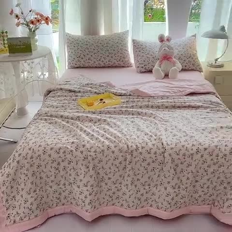 91家纺网 家纺一手货源 找家纺 （总）慕尚家纺 2025新款A类超柔双层纱针织夏被四件套