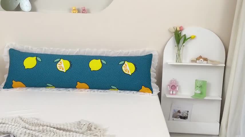 91家纺网 家纺一手货源 找家纺 梦舒羽2025新款夹棉花边双人枕套单人加厚长款枕芯套 翠绿色