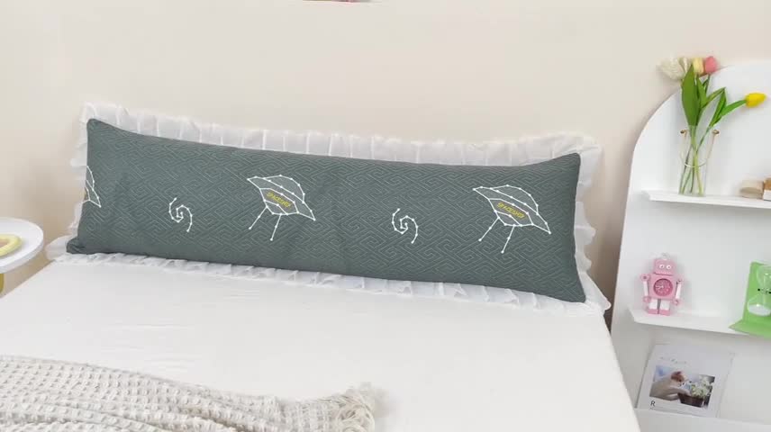 91家纺网 家纺一手货源 找家纺 梦舒羽2025新款夹棉花边双人枕套单人加厚长款枕芯套 飞船