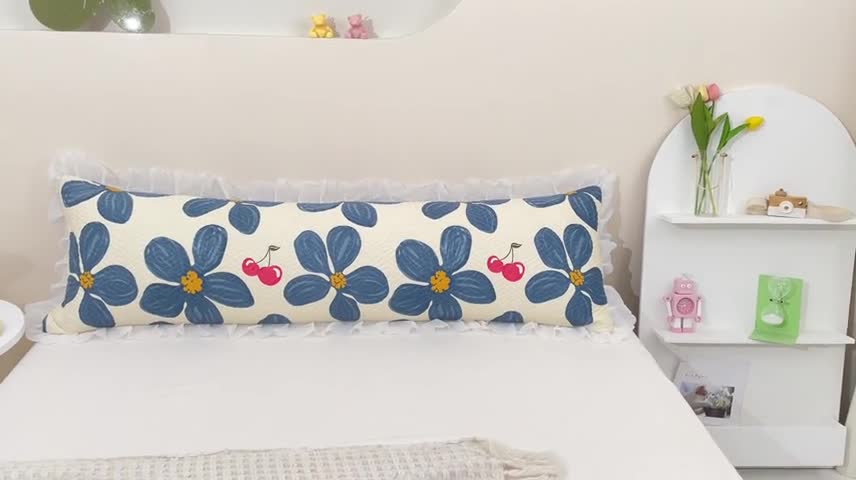 91家纺网 家纺一手货源 找家纺 梦舒羽2025新款夹棉花边双人枕套单人加厚长款枕芯套 梦露花园