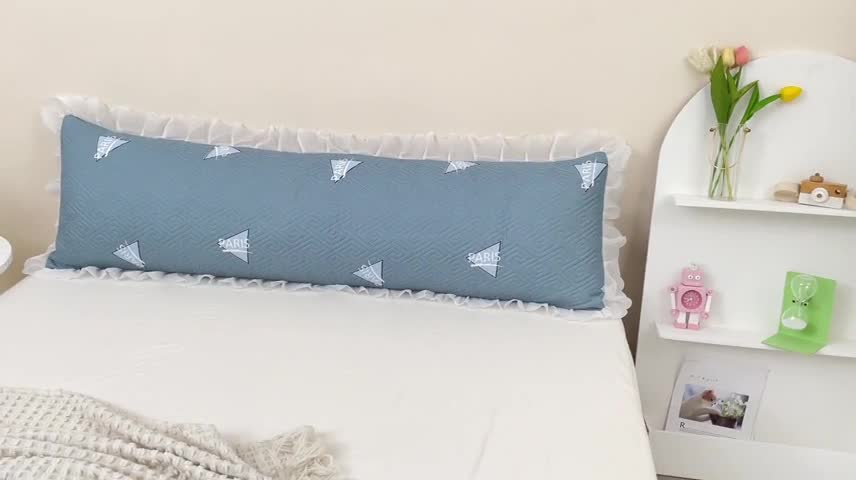 91家纺网 家纺一手货源 找家纺 梦舒羽2025新款夹棉花边双人枕套单人加厚长款枕芯套 三角星