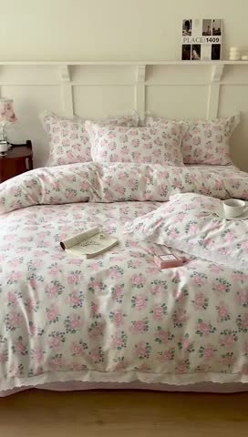 91家纺网 家纺一手货源 找家纺 棉眠 2023新款40支13070全棉传统节气花边系列四件套 立春