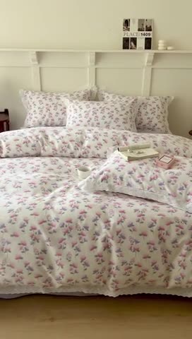 91家纺网 家纺一手货源 找家纺 棉眠 2023新款40支13070全棉传统节气花边系列四件套 春分