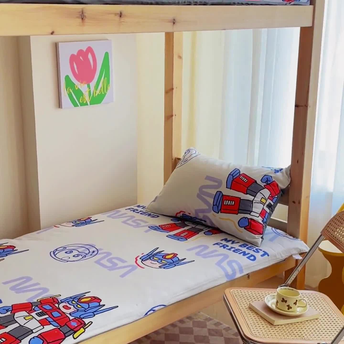 91家纺网 家纺一手货源 找家纺 金丝鸟 2023新款全棉加水晶绒棉加绒床垫套 变形战士