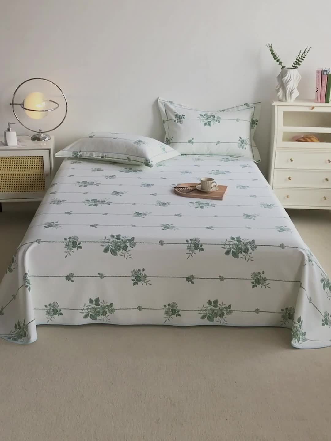 91家纺网 家纺一手货源 找家纺 首爱 2025新款原棉老粗布床单款三件套 悠然绽放—米