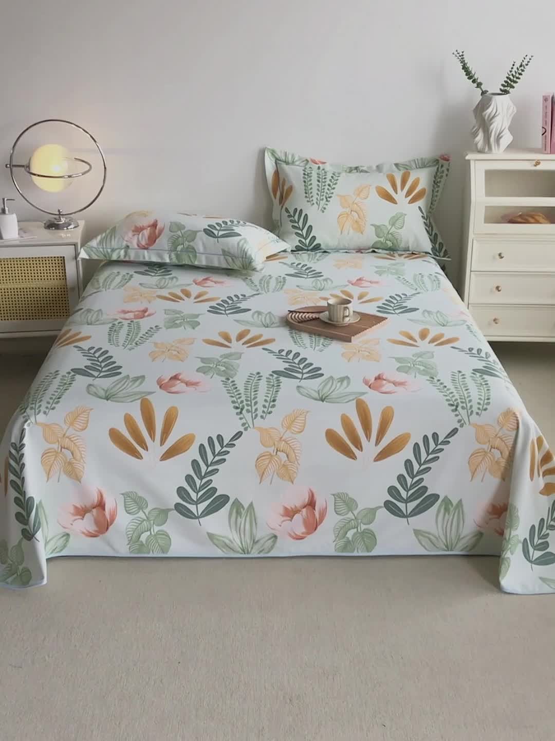 91家纺网 家纺一手货源 找家纺 首爱 2025新款原棉老粗布床单款三件套 夏日暖阳