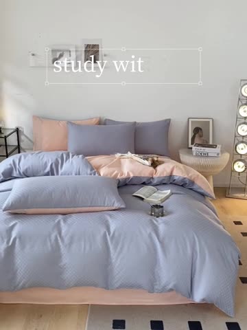 91家纺网 家纺一手货源 找家纺 涵宸家纺 2023新款全棉提花菲比系列四件套 菲比-星粉