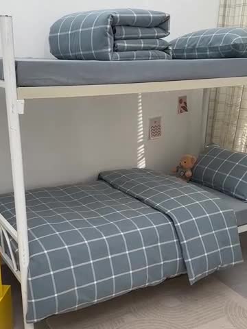 91家纺网 家纺一手货源 找家纺 （总）柠萌 2025新款A类全棉色织水洗棉学生宿舍上下铺全棉三件套