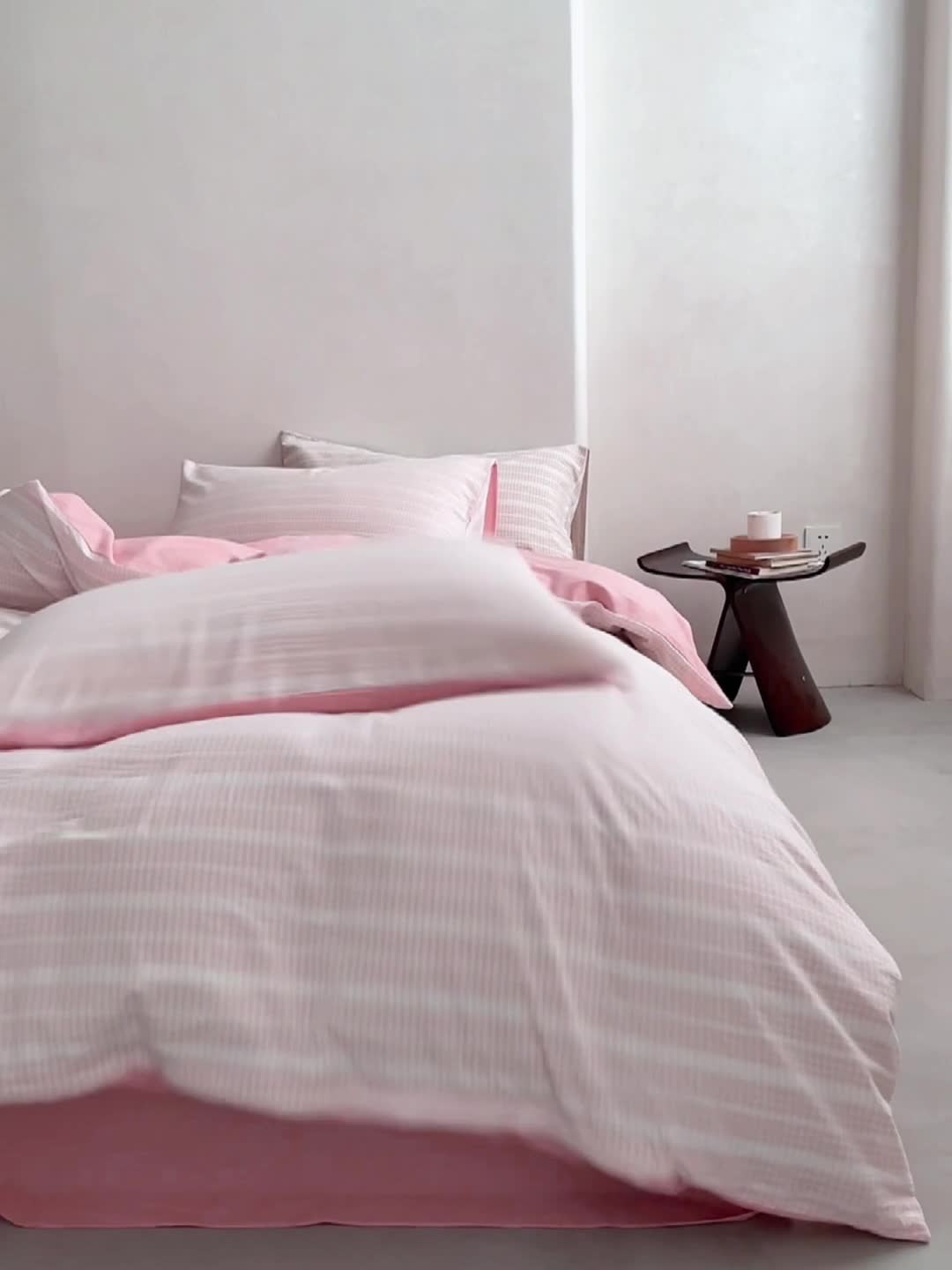 91家纺网 家纺一手货源 找家纺 安莱生活 2023爆款水洗棉提花花漾基础款四件套 花漾-嫩粉