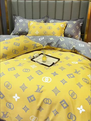 91家纺网 家纺一手货源 找家纺 畅畅 2024爆款全棉喷气活性印花磨毛四件套 HMJ英伦风尚-橘黄