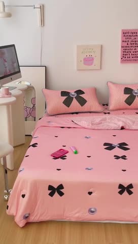 91家纺网 家纺一手货源 找家纺 顾里家纺 2023新款凉席豆豆夏被套件 赫本珍珠