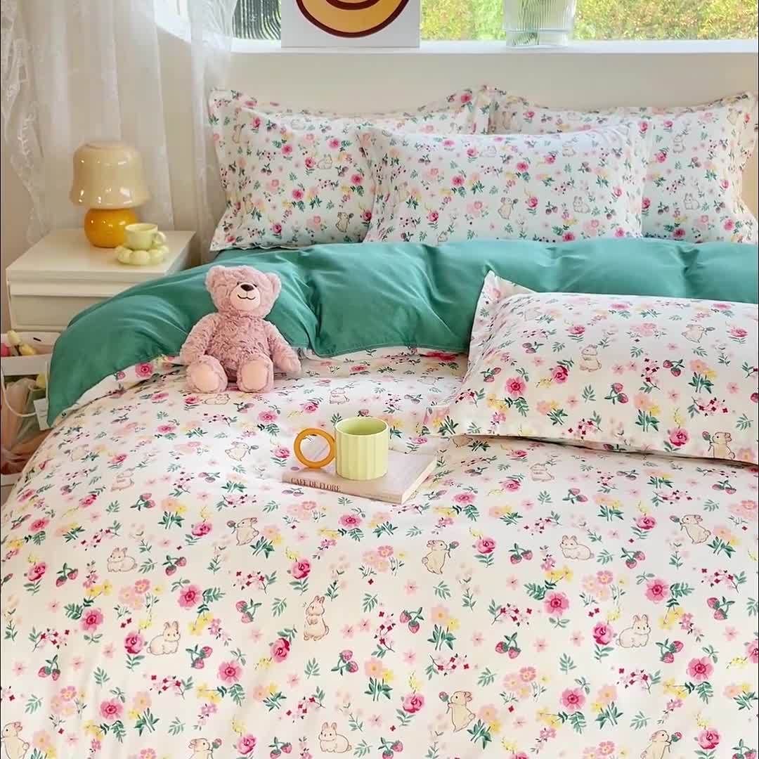 91家纺网 家纺一手货源 找家纺 布可家纺 2025新款水洗磨毛印花四件套（提供买家秀） 小粉兔兔